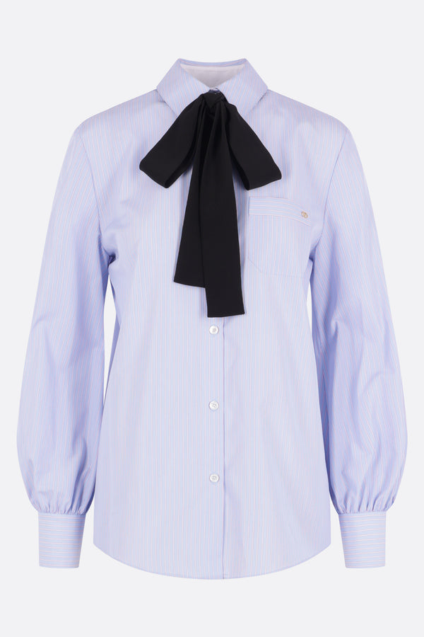 striped poplin shirt with scarf