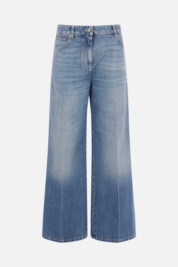 flare jeans in denim with VPatch