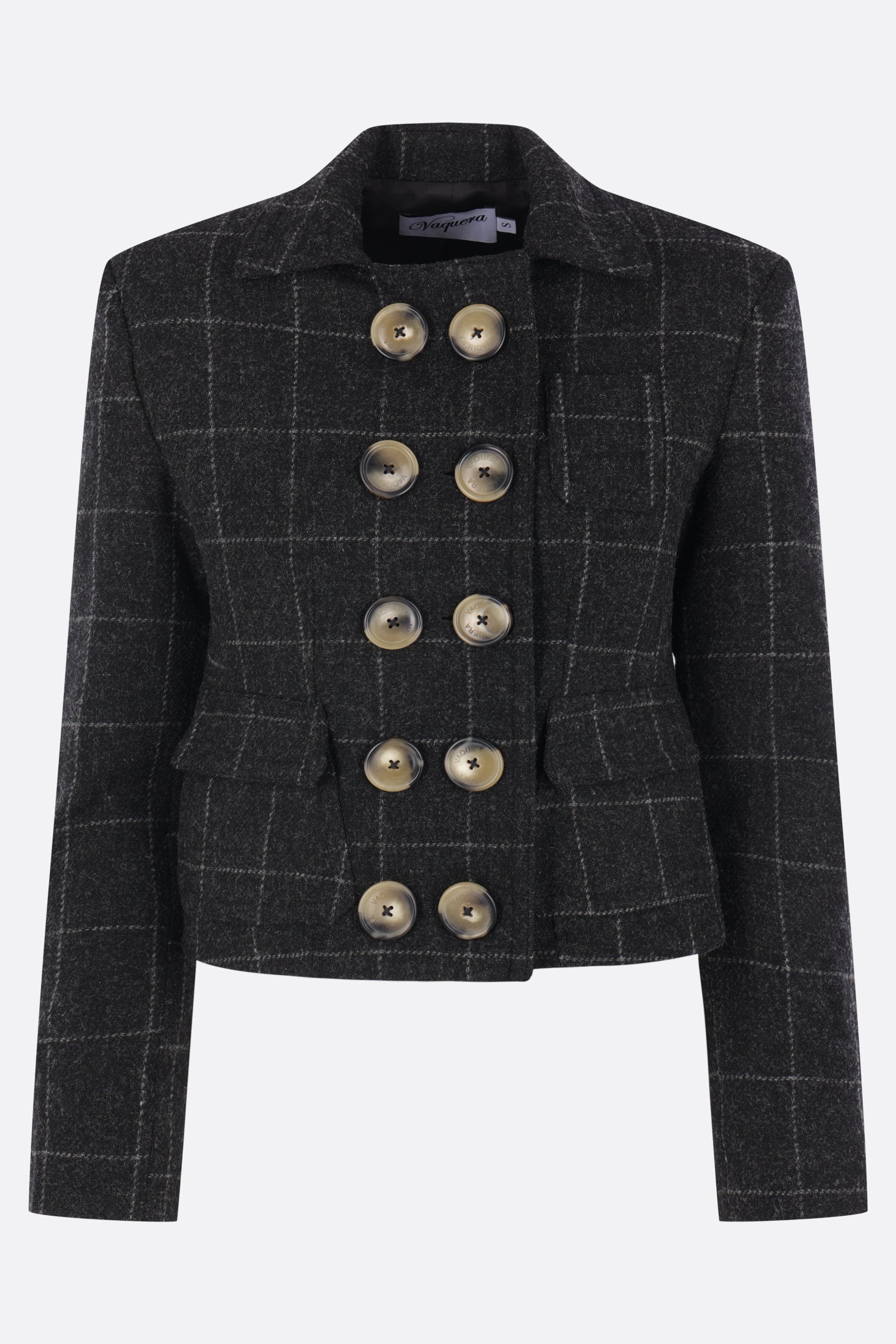 cropped jacket in check wool