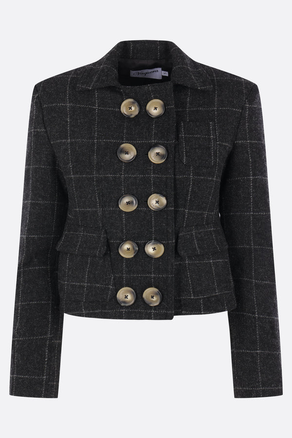 cropped jacket in check wool