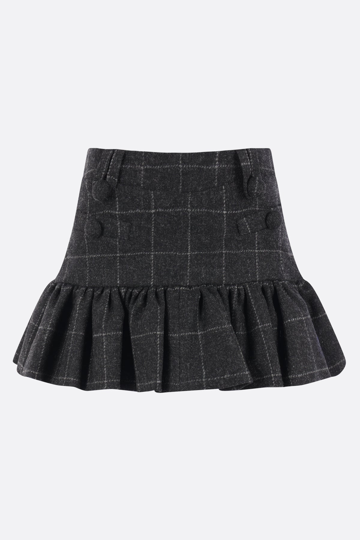 check wool mini skirt with peplum hem
