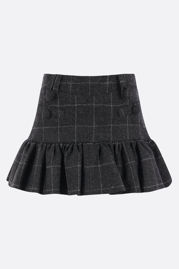 check wool mini skirt with peplum hem