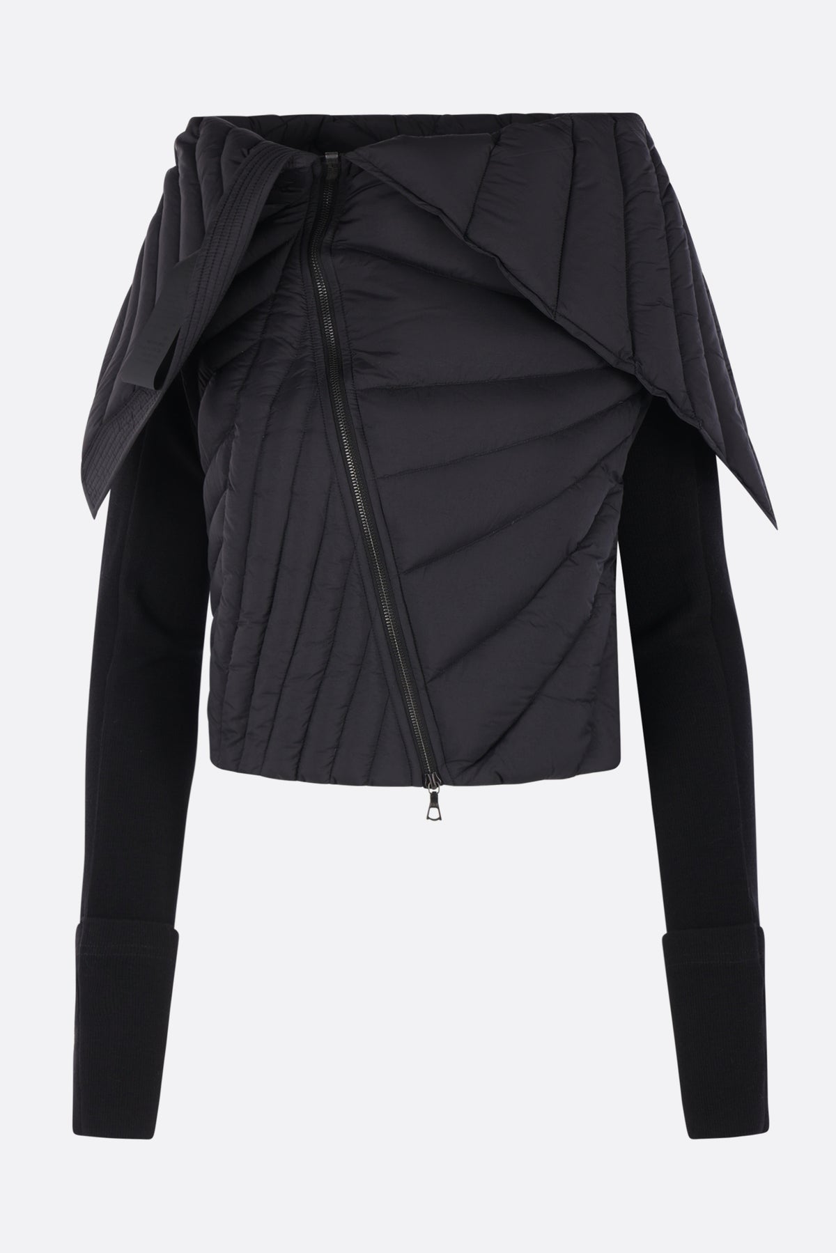 cropped down jacket in nylon and knit