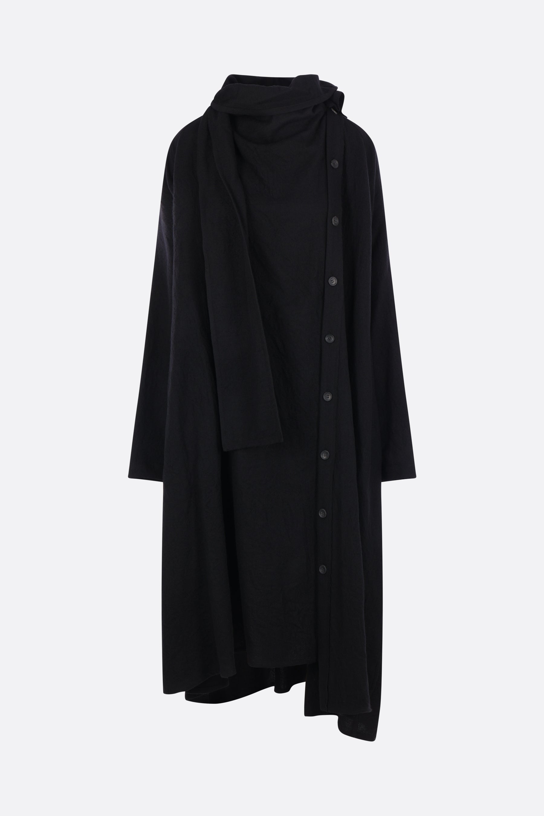 wool shirt dress with scarf