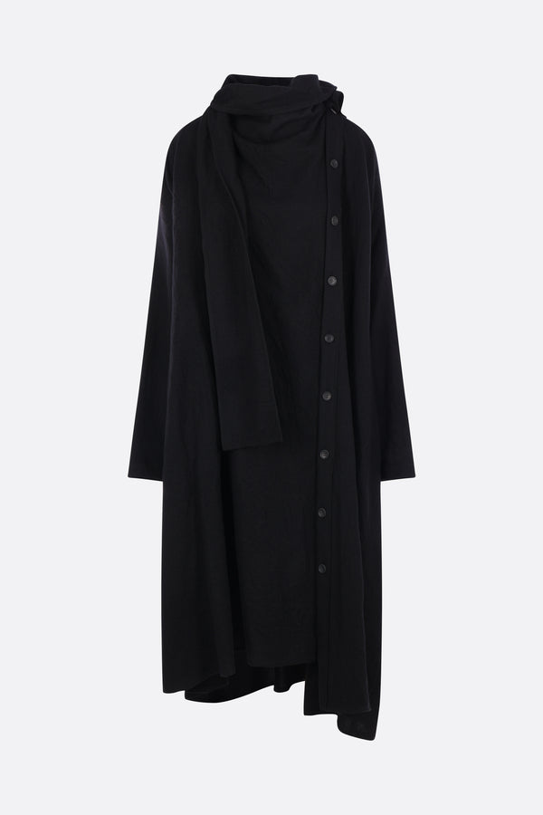 wool shirt dress with scarf