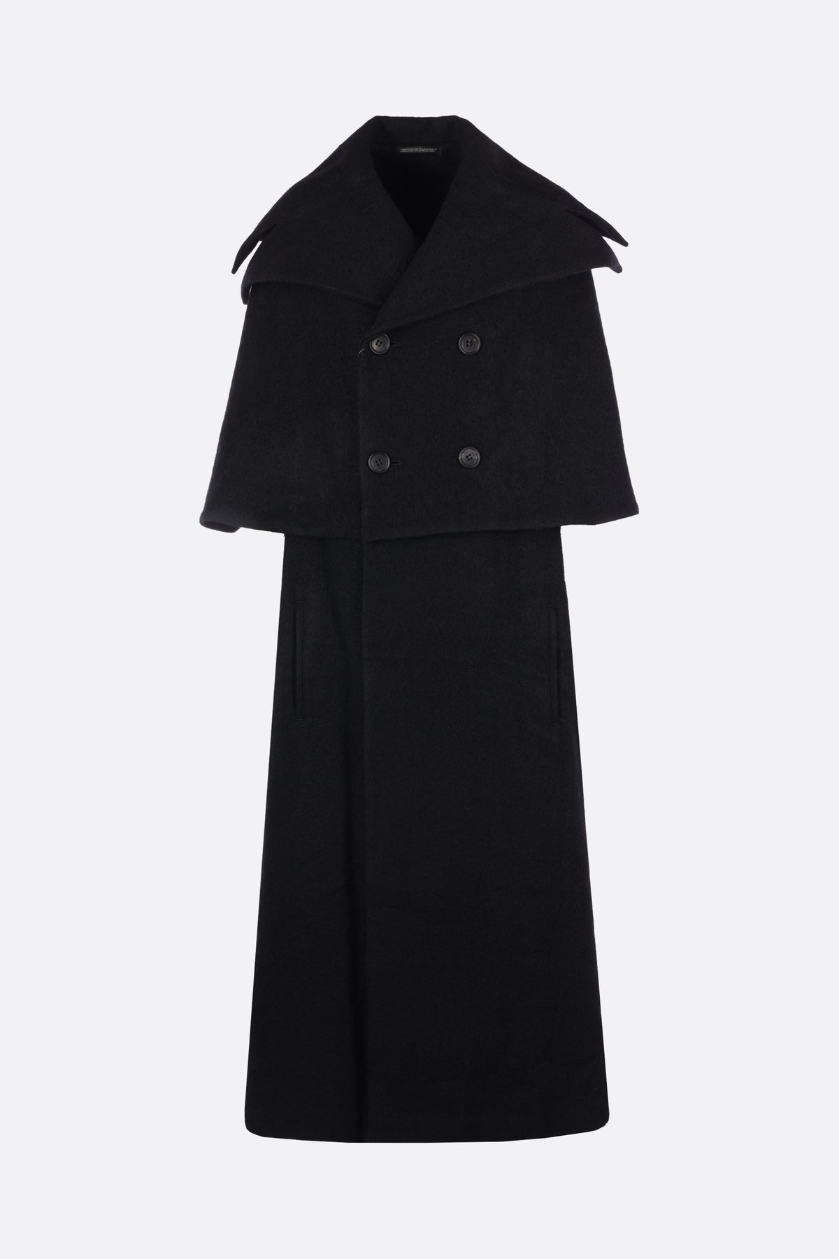 long cape coat in wool and alpaca blend