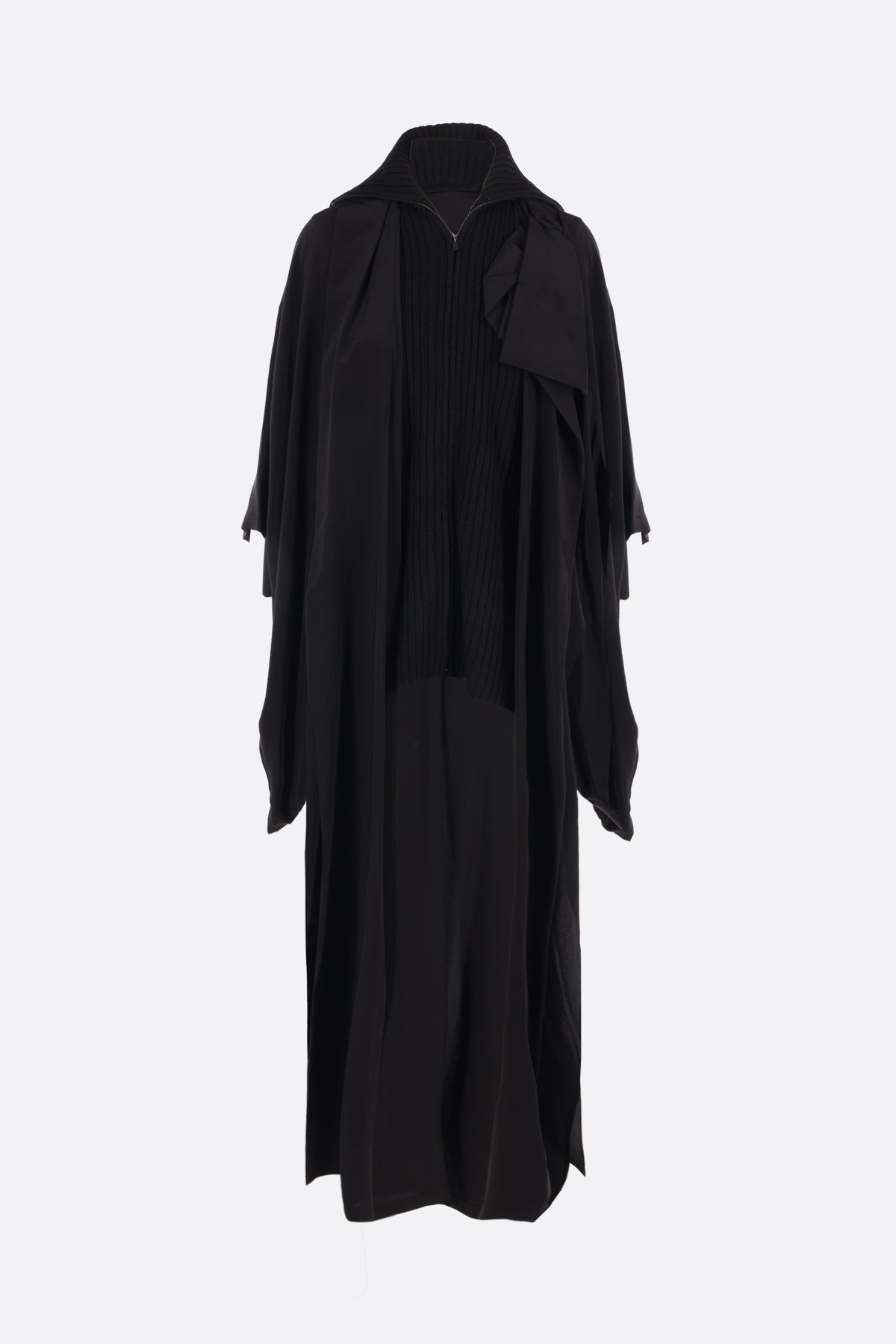 deconstructed kimono coat in silk and knit