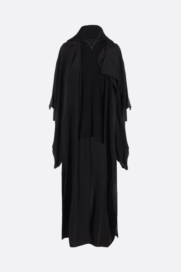 deconstructed kimono coat in silk and knit