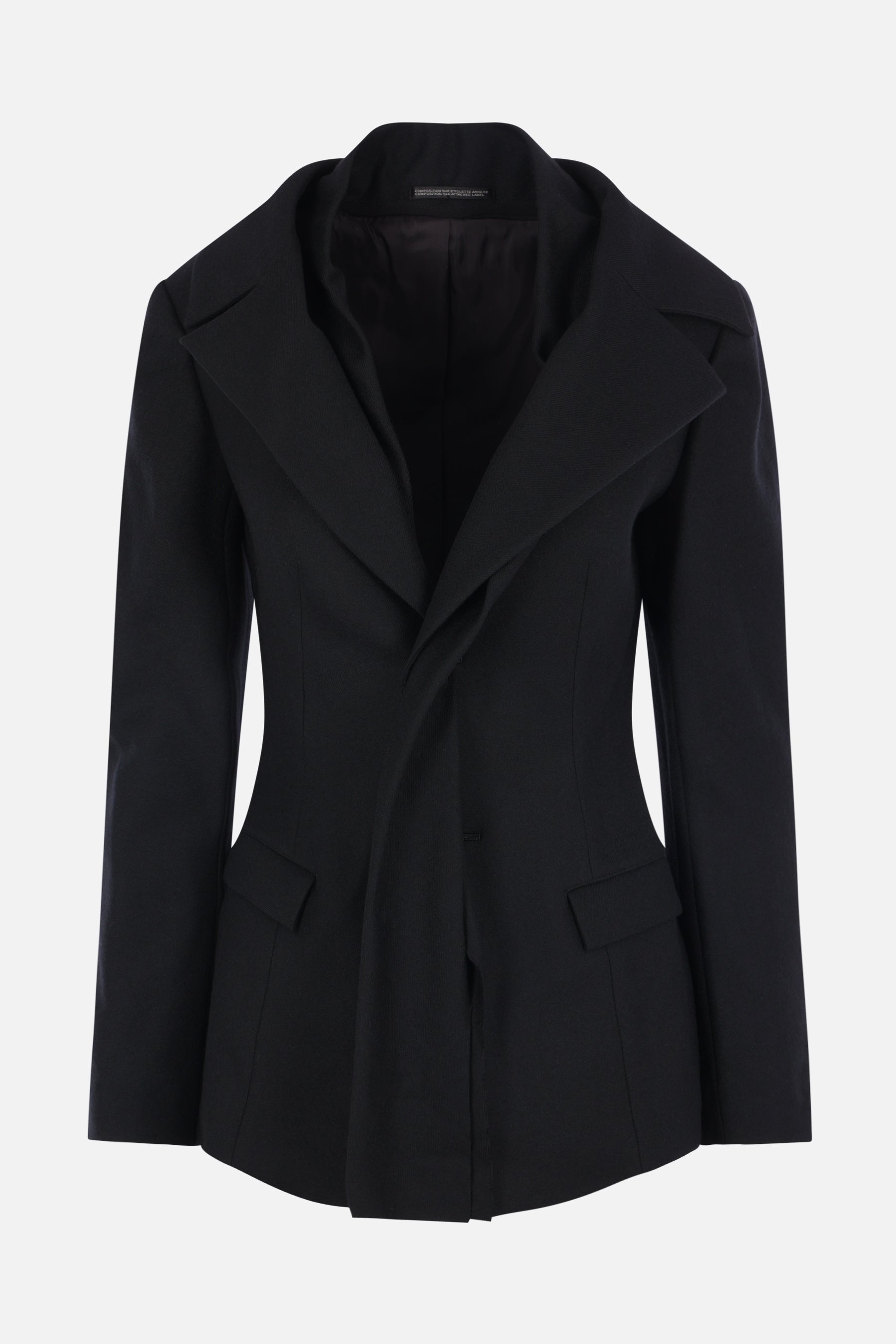 single-breasted jacket in wool with scarf