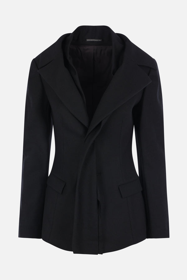 single-breasted jacket in wool with scarf