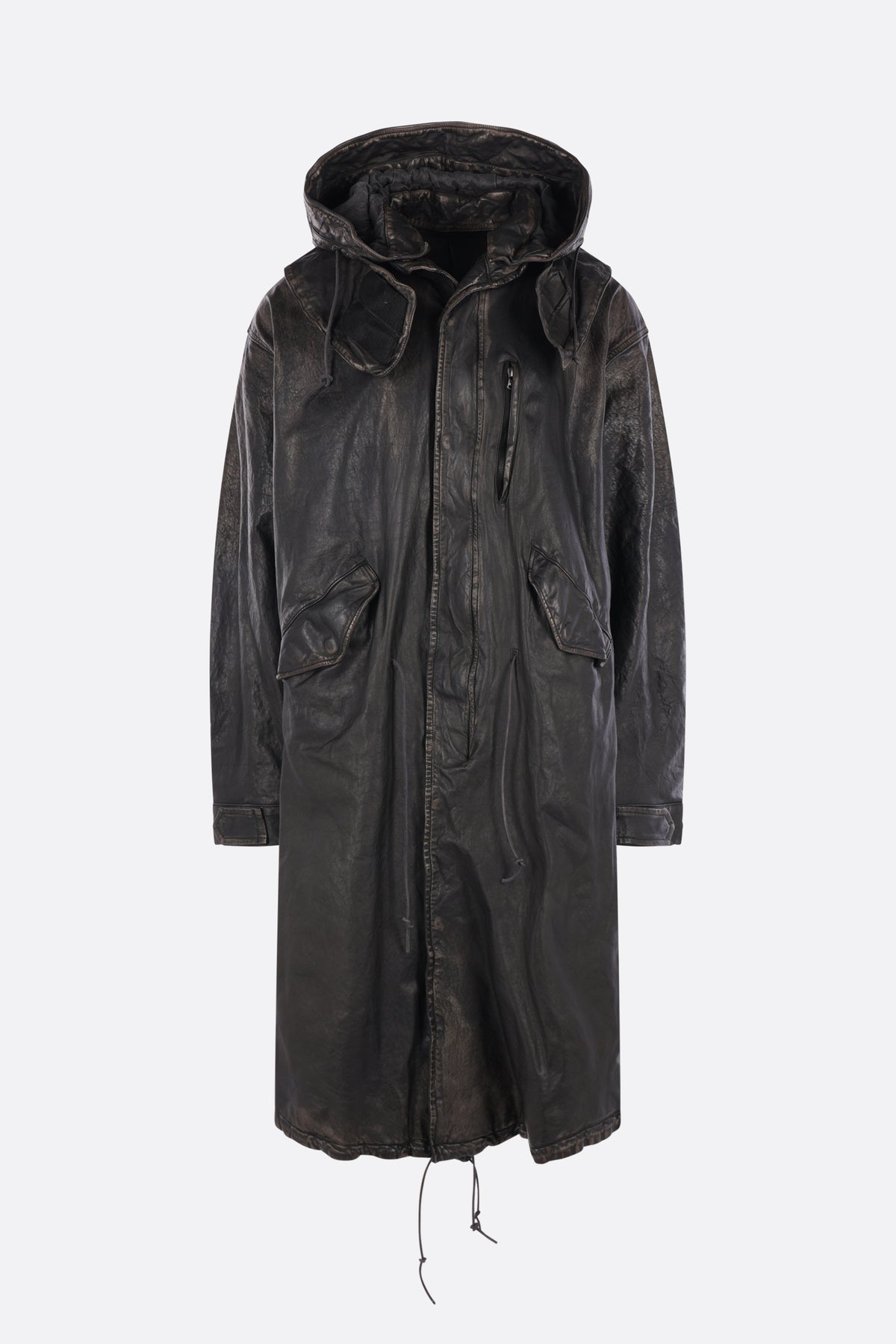 Mods parka coat in vintage leather
