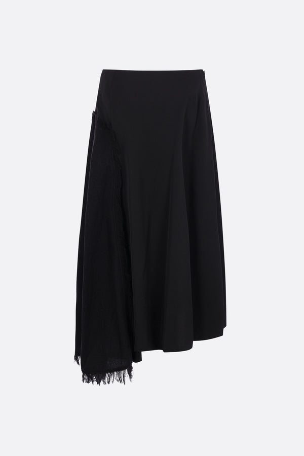 wool asymmetric skirt with fringes