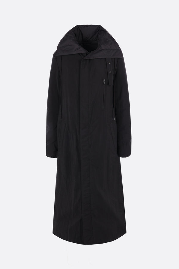 long down jacket in technical fabric