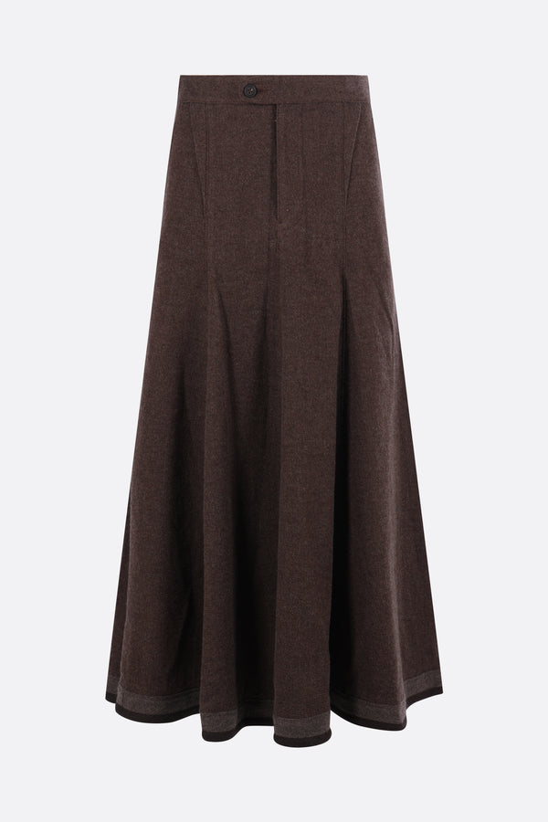 linen, wool and cashmere A-line skirt