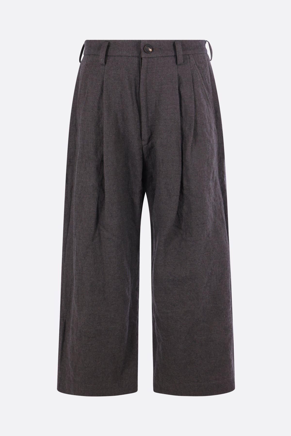 wide-leg trousers in wool and cotton blend