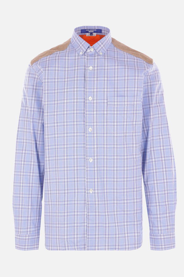 checked cotton and quilted nylon shirt