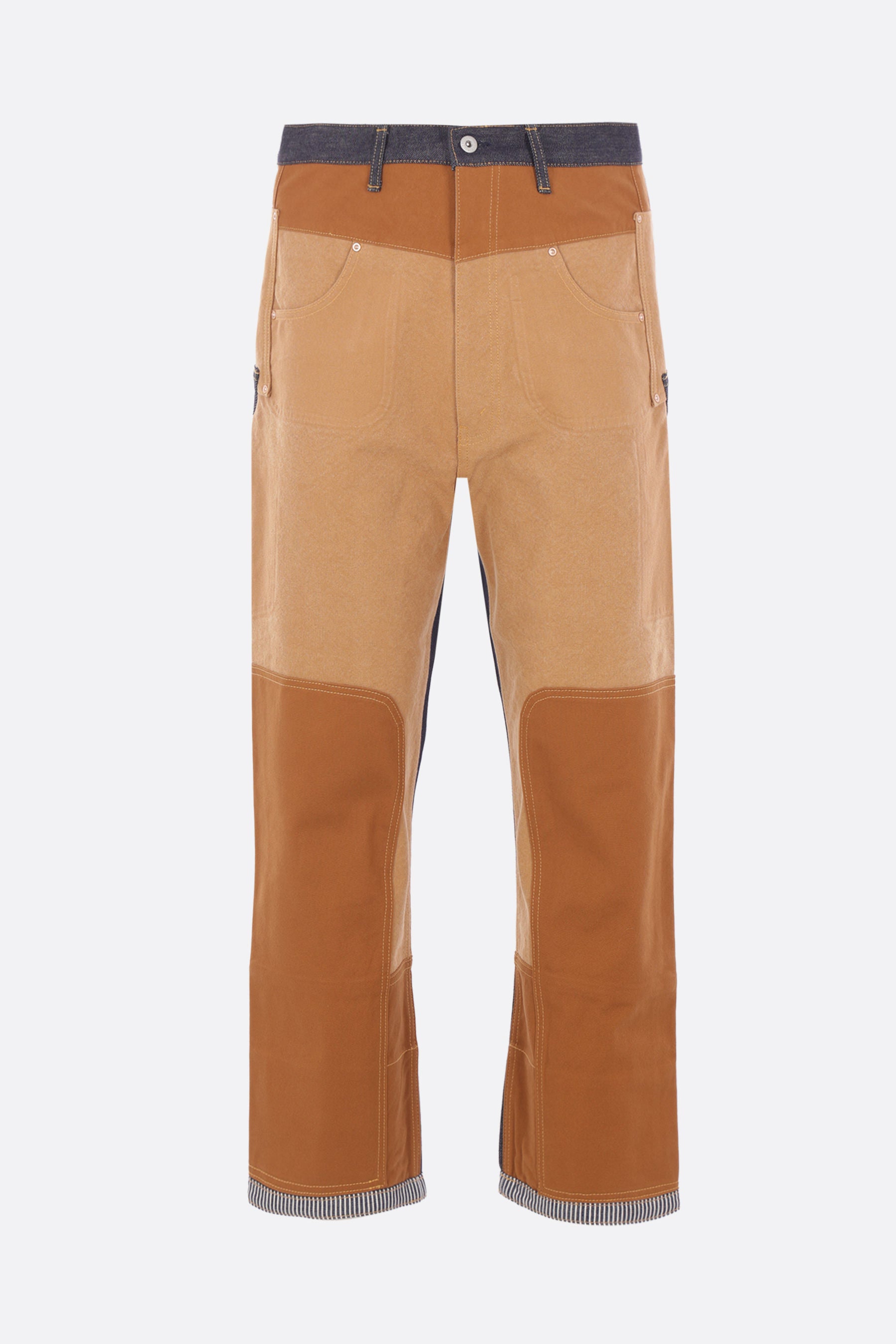 patwork trousers in canvas and denim