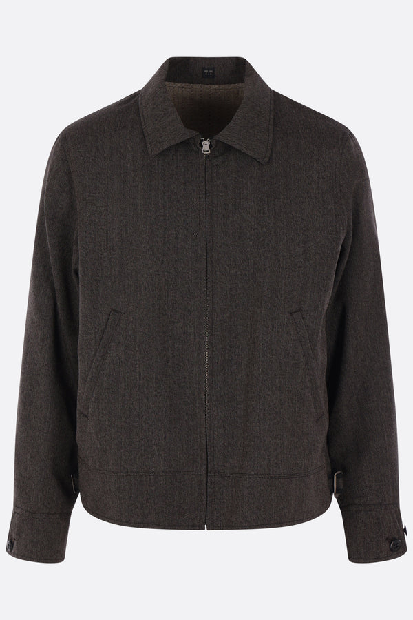 full-zip jacket in melange wool