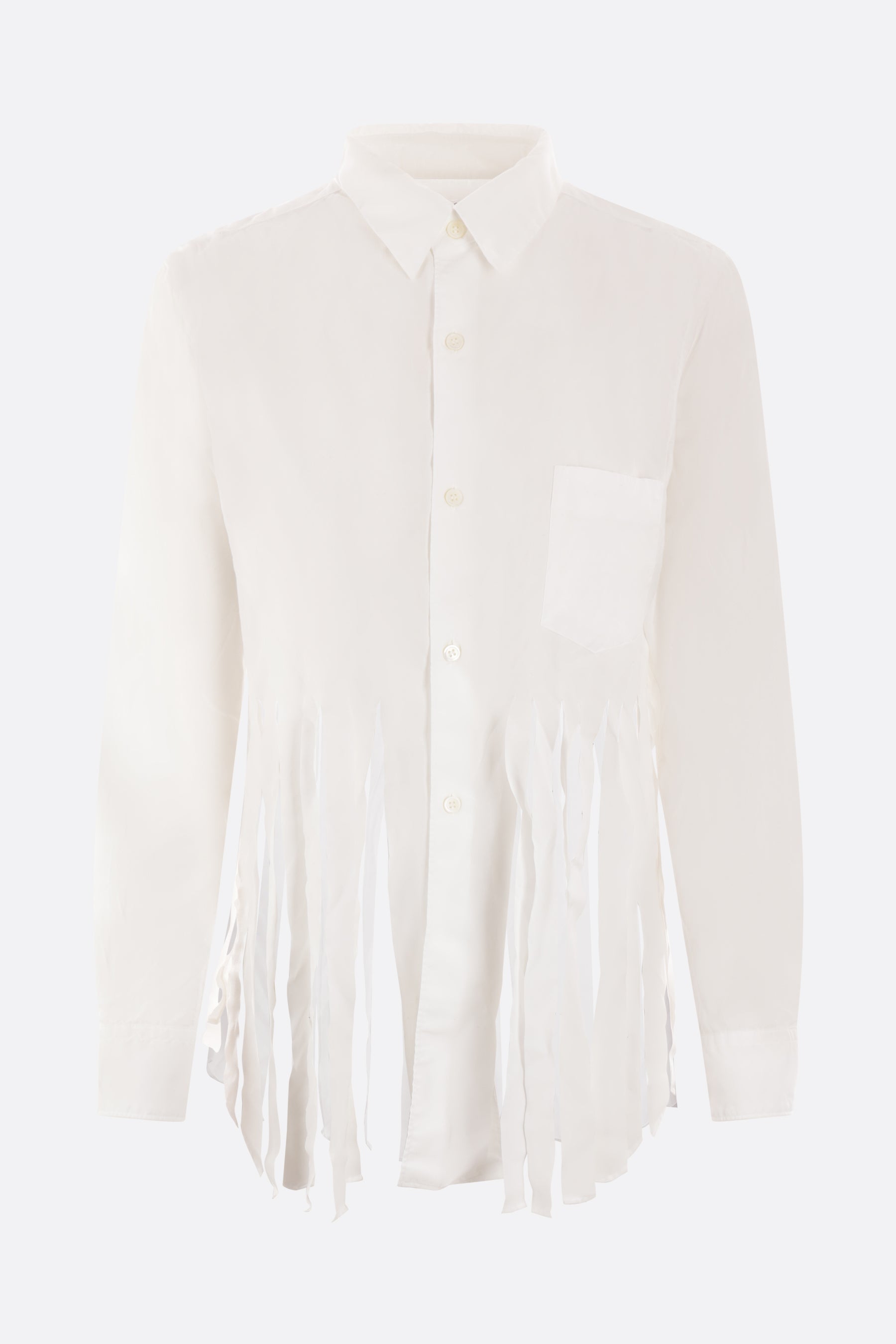 wrinkled technical fabric shirt with fringes