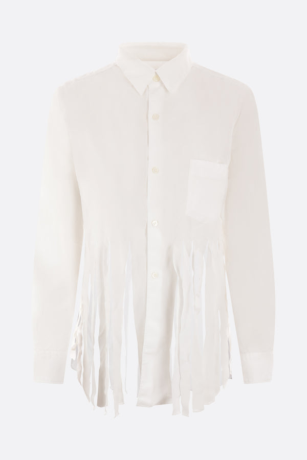 wrinkled technical fabric shirt with fringes