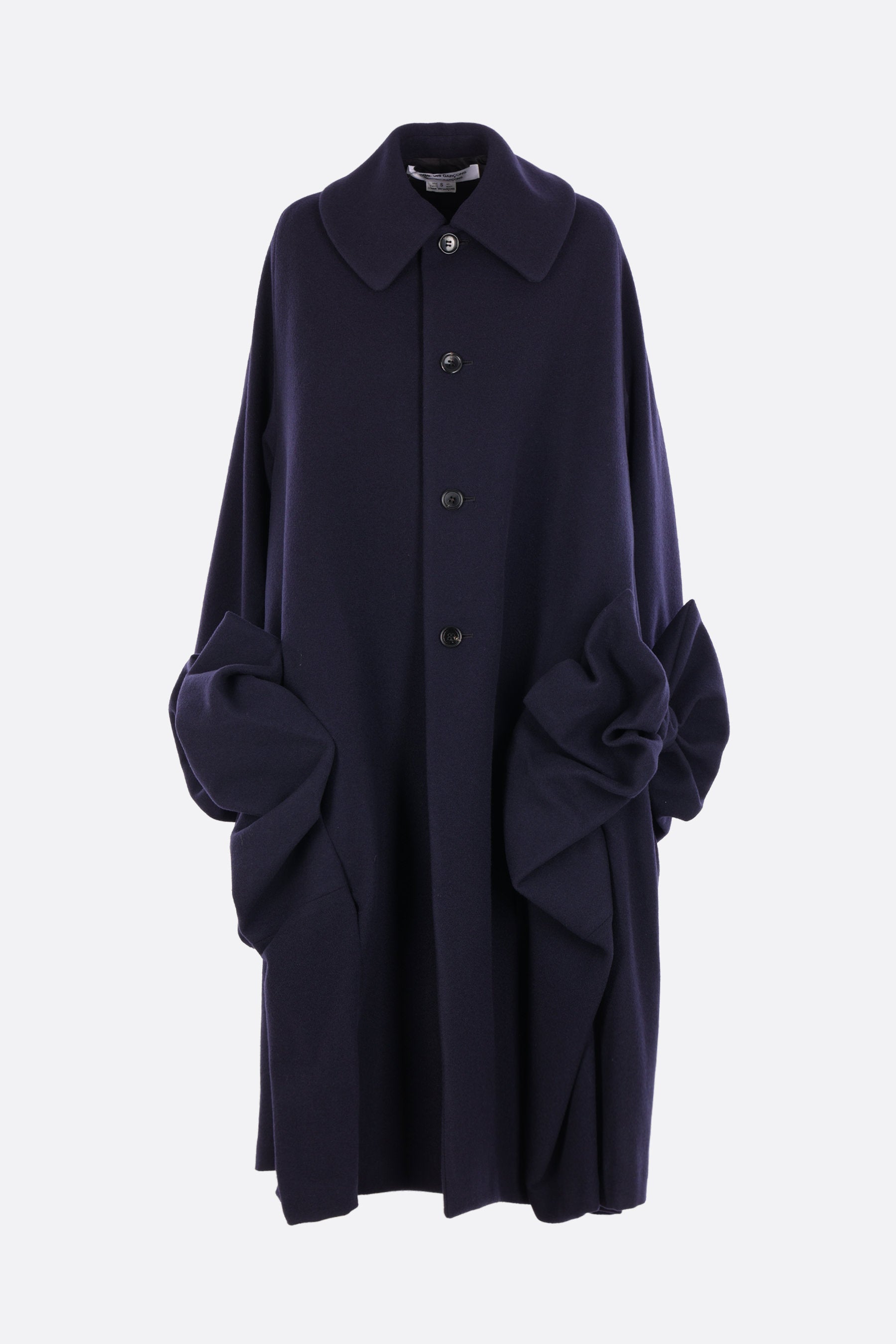 oversize coat in wool blend with bows