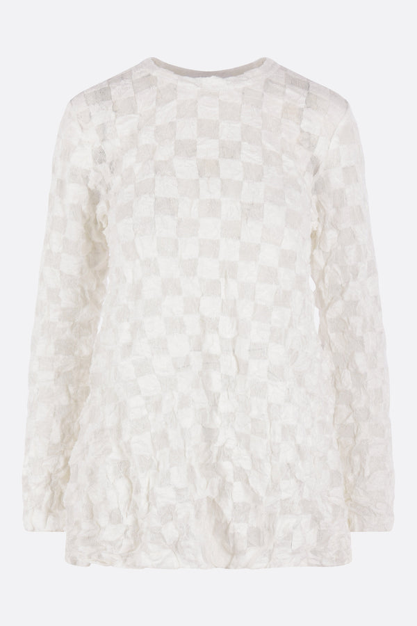 long-sleeve t-shirt in check tulle