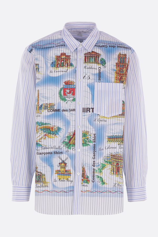 striped poplin shirt with graphic print