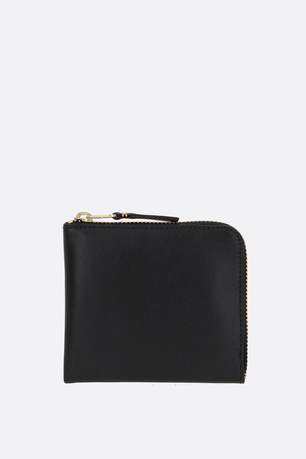 half-zip wallet in smooth leather