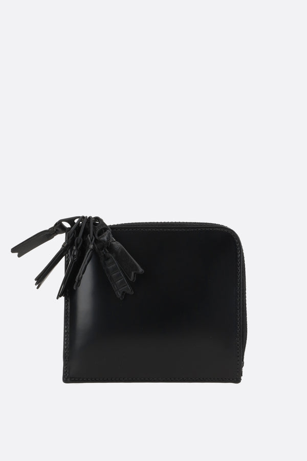 half-zip wallet in shiny leather