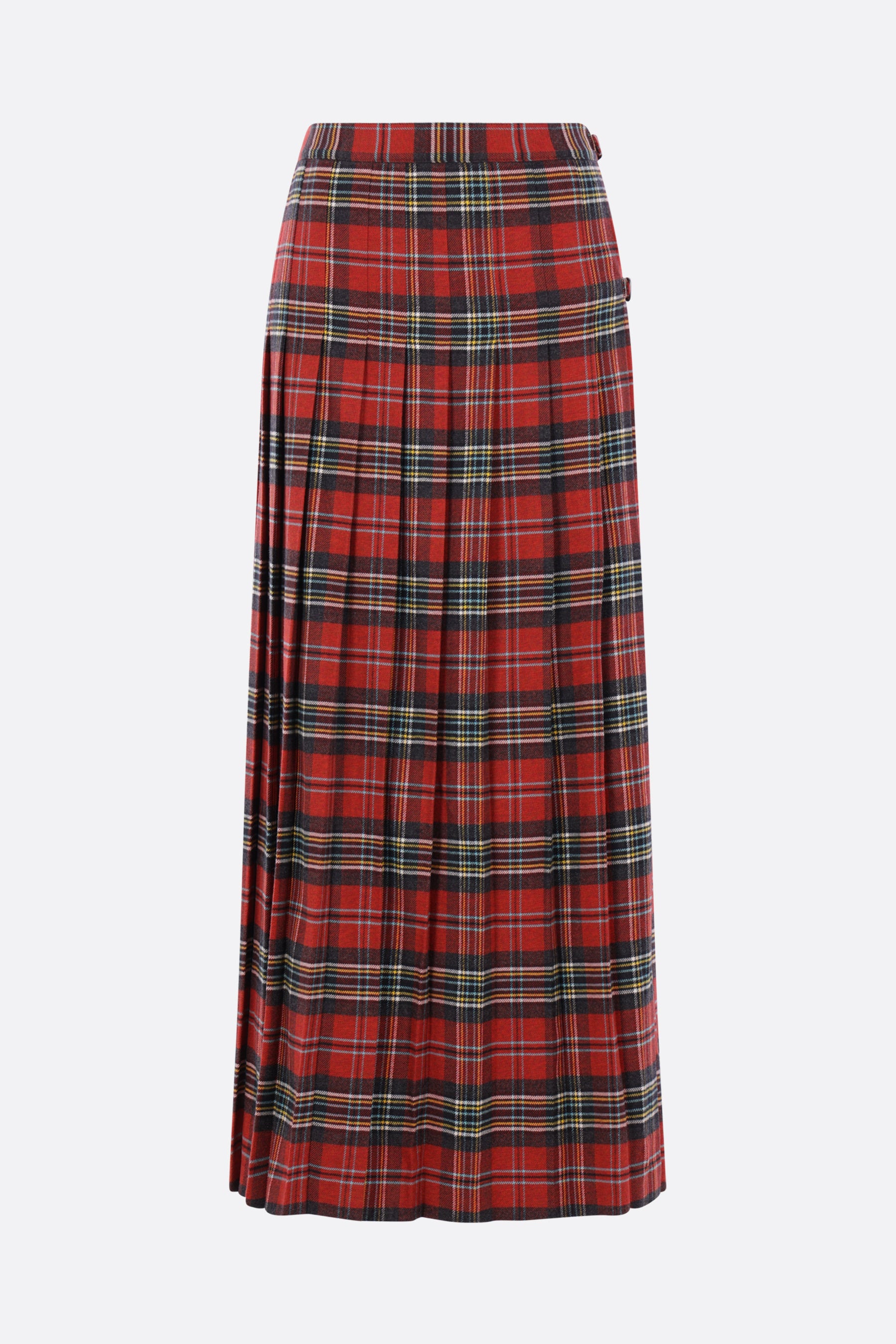long pleated skirt in tartan flannel