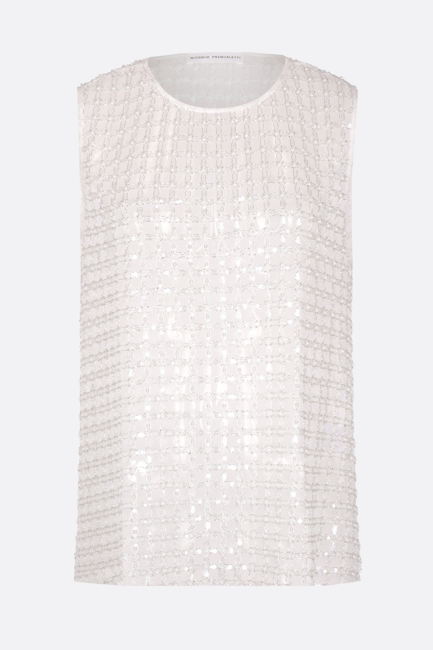 sleeveless top in embroidered tulle
