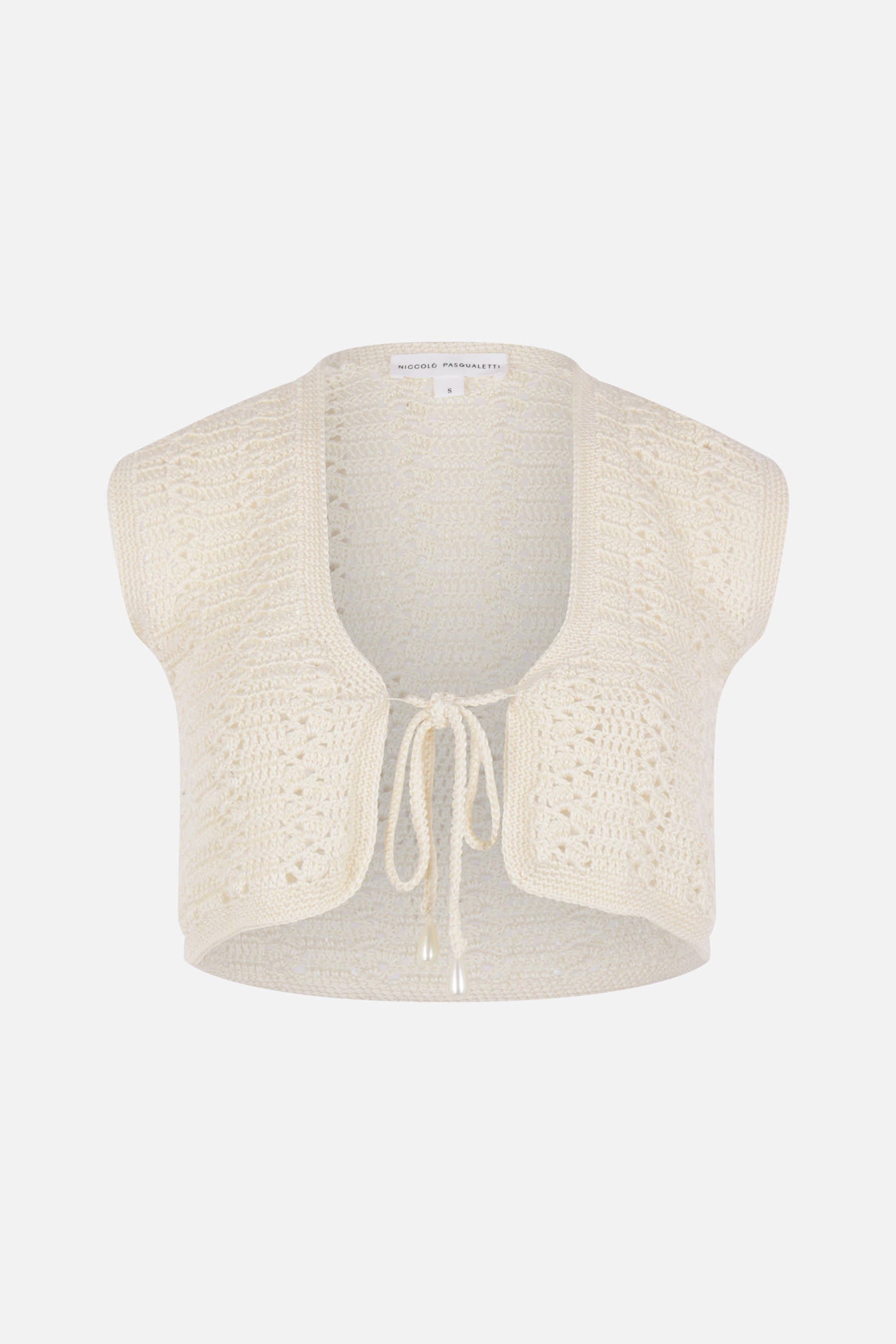 cropped sleeveless top in crochet