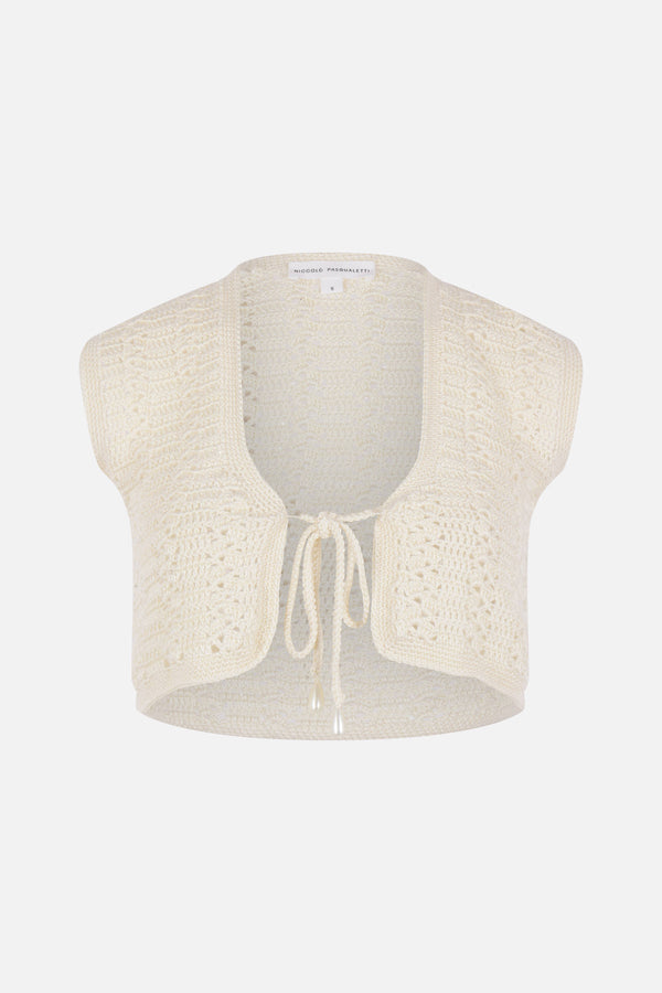 cropped sleeveless top in crochet
