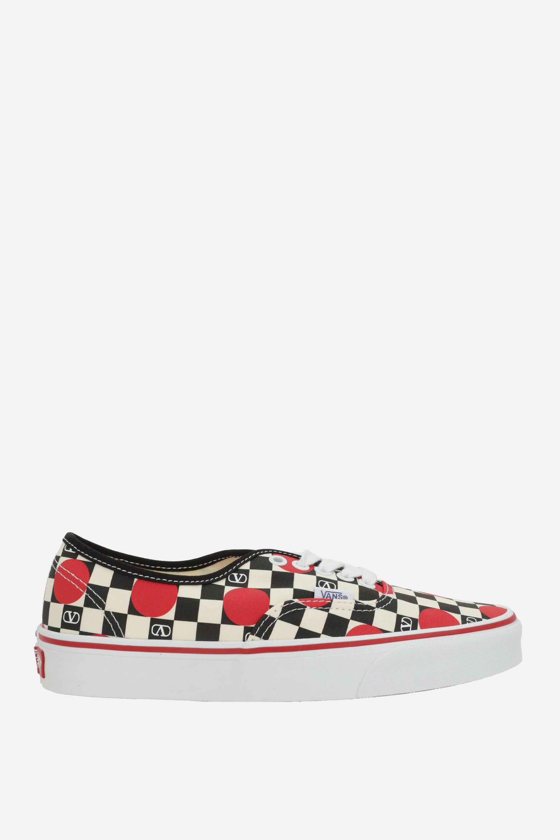 canvas sneakers with VLogo Checkerboard and polka dots print