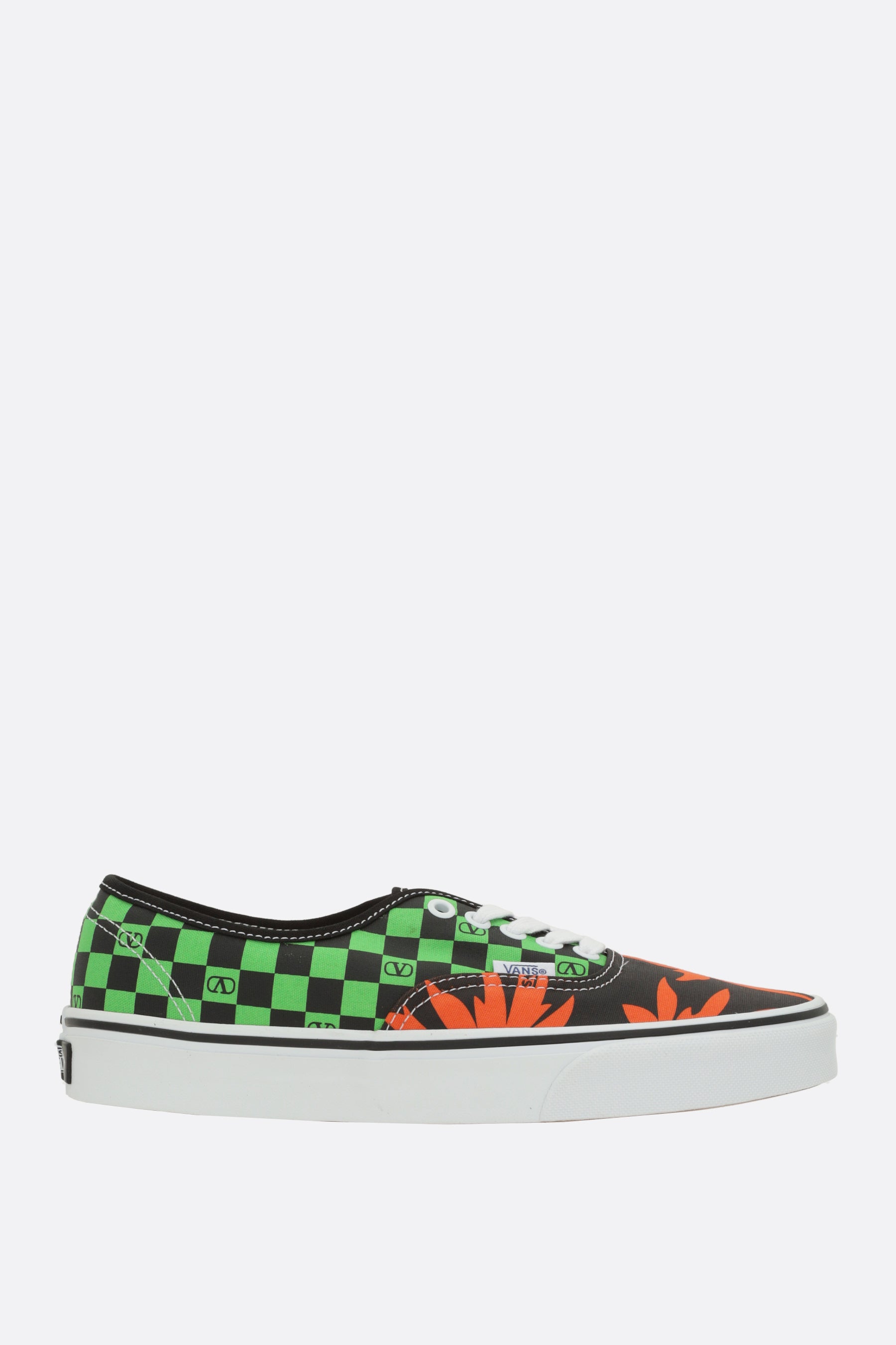 canvas sneakers with VLogo Checkerboard and Tropical Leaves print