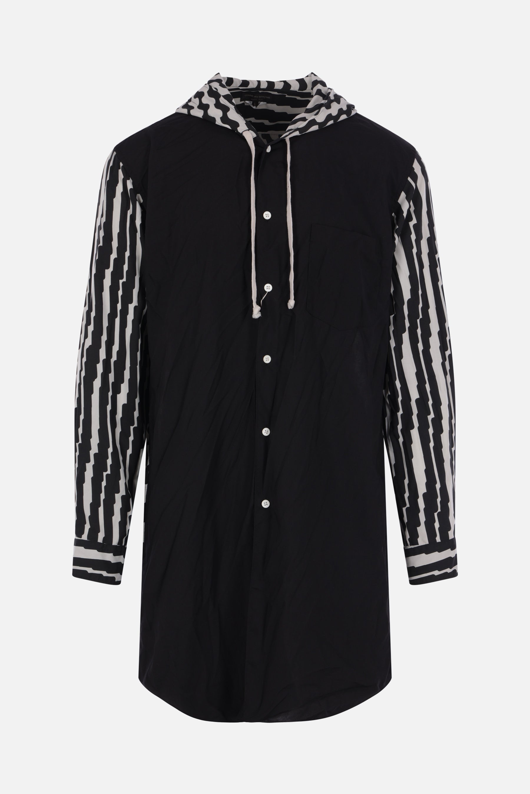 long hooded shirt in poplin