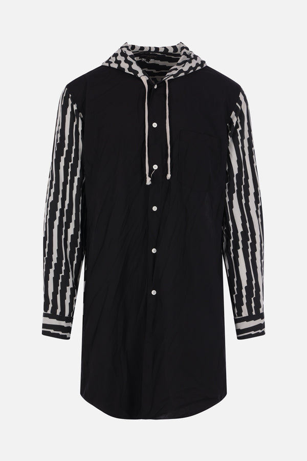 long hooded shirt in poplin