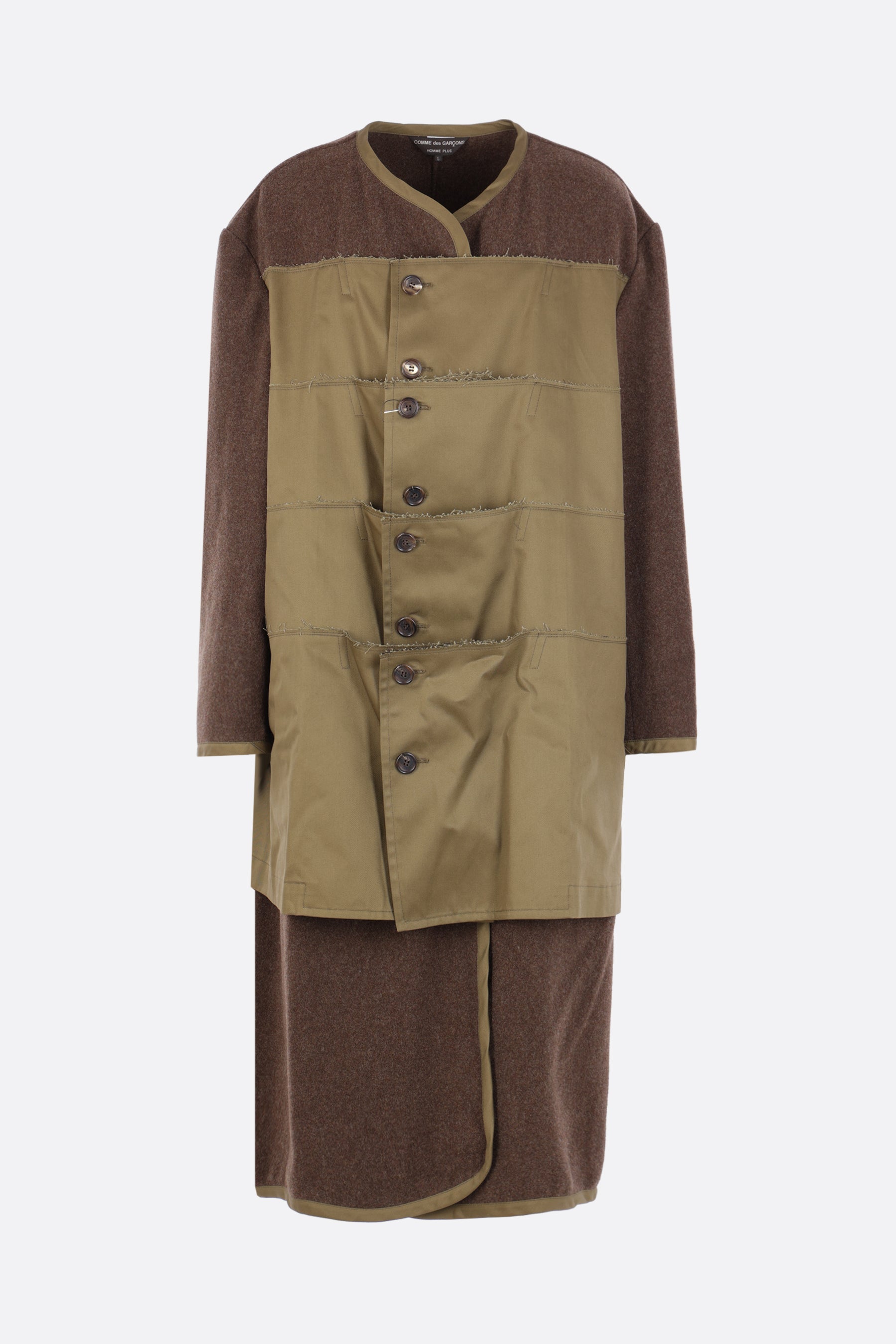 deconstructed coat in felt and gabardine