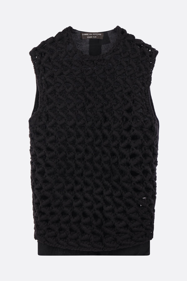 sleeveless sweater in mesh knit
