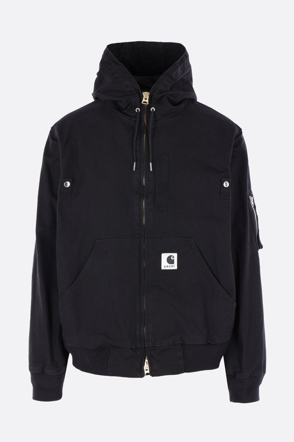 full-zip jacket in canvas with logo patch
