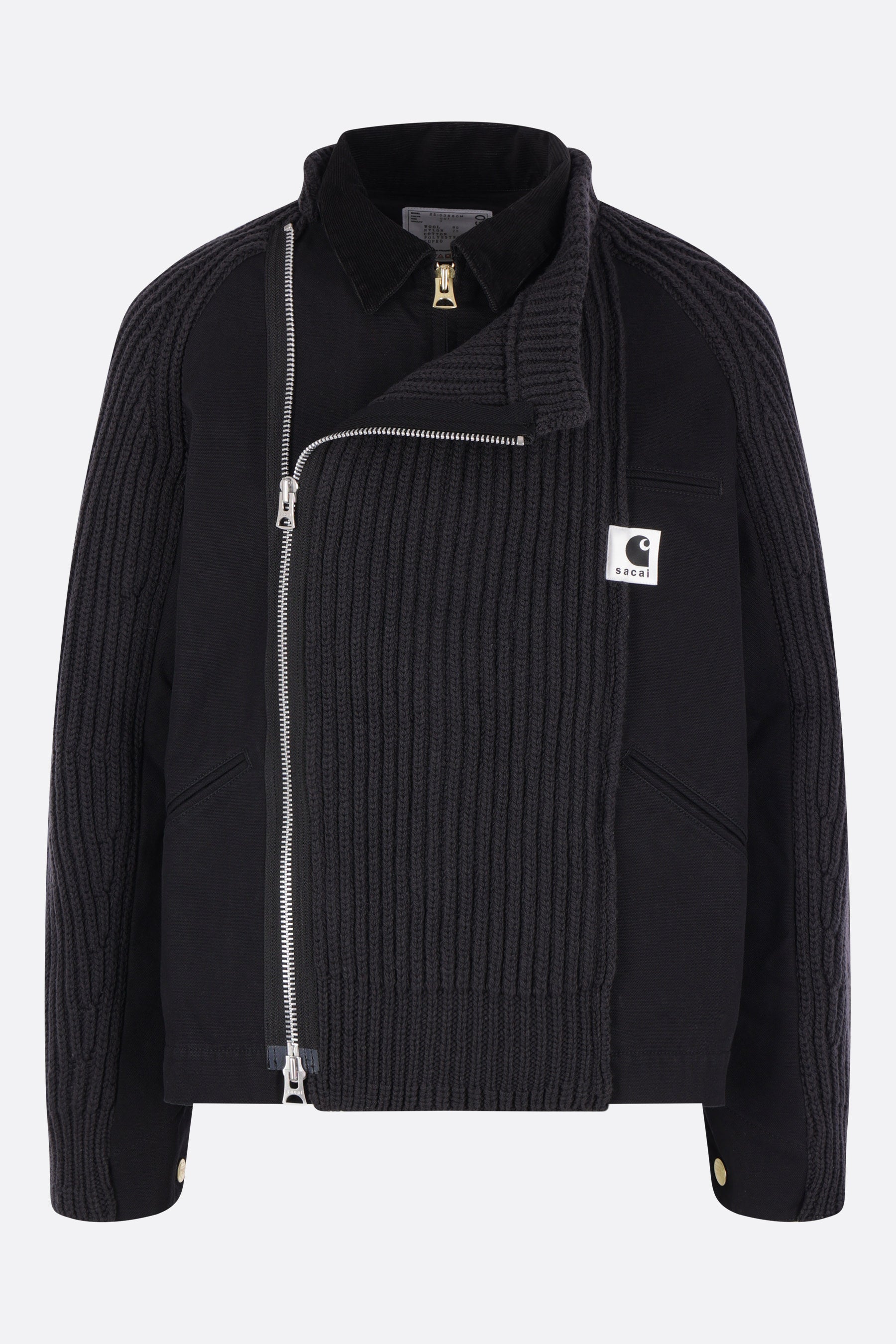 deconstructed jacket in canvas and rib knit