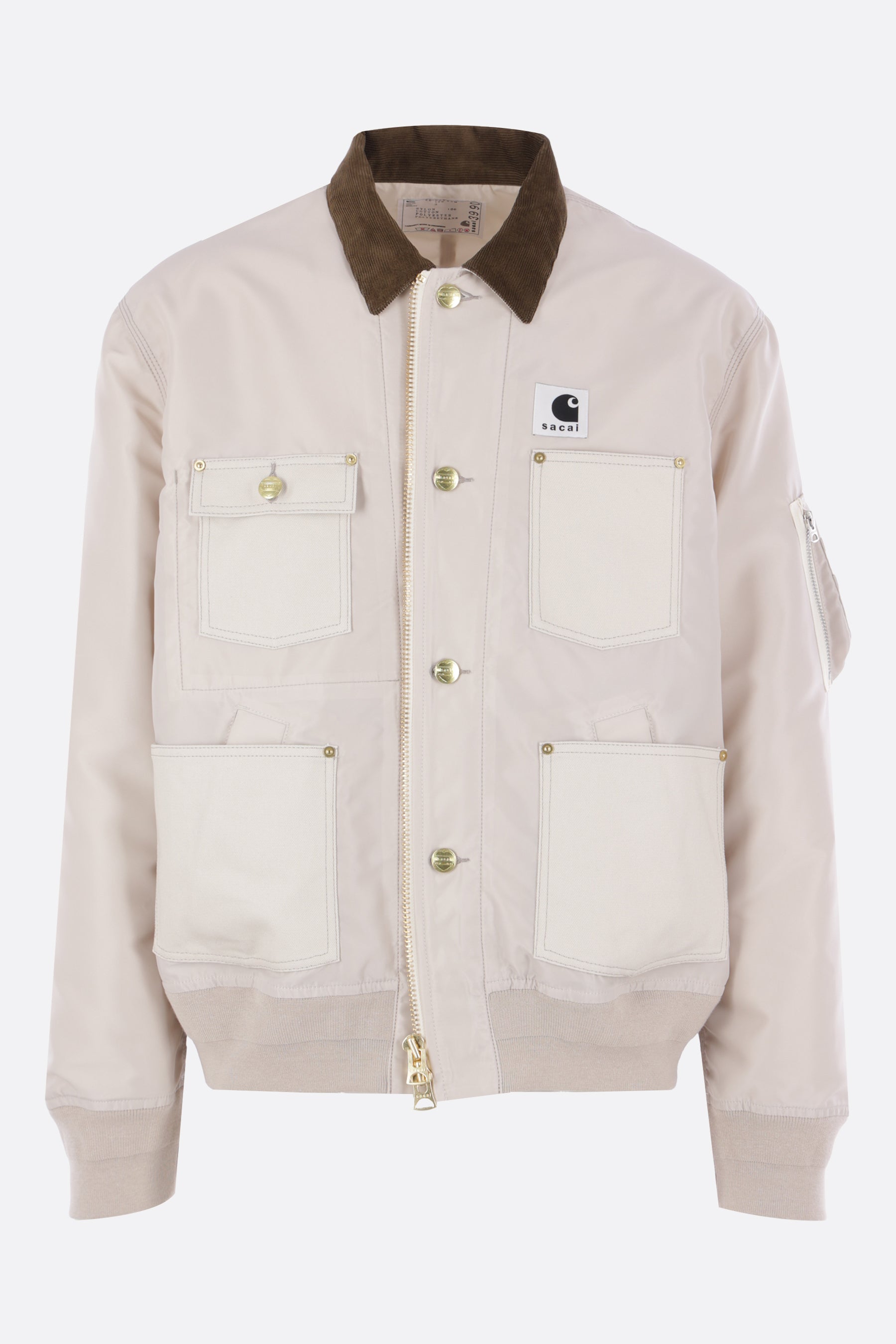 nylon padded jacket with logo patch