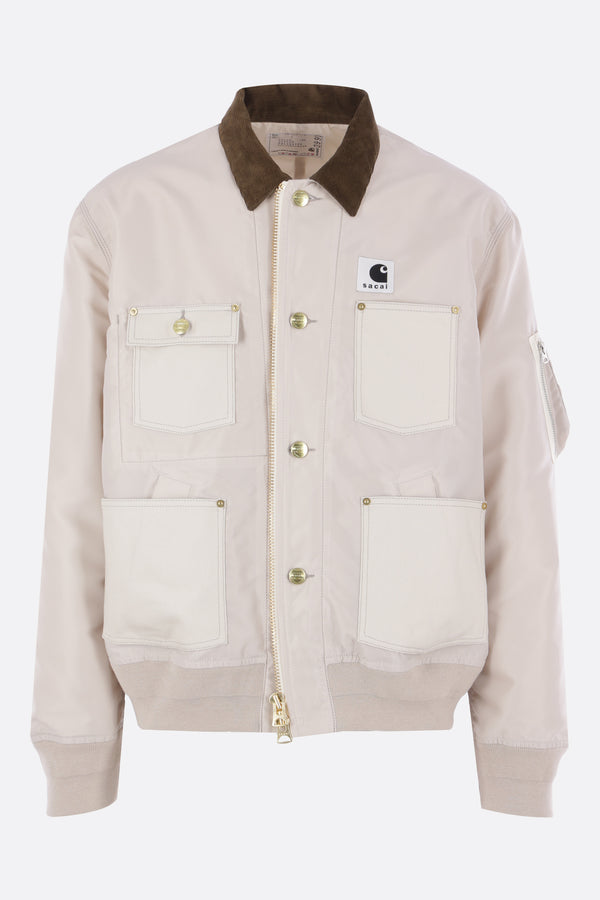 nylon padded jacket with logo patch