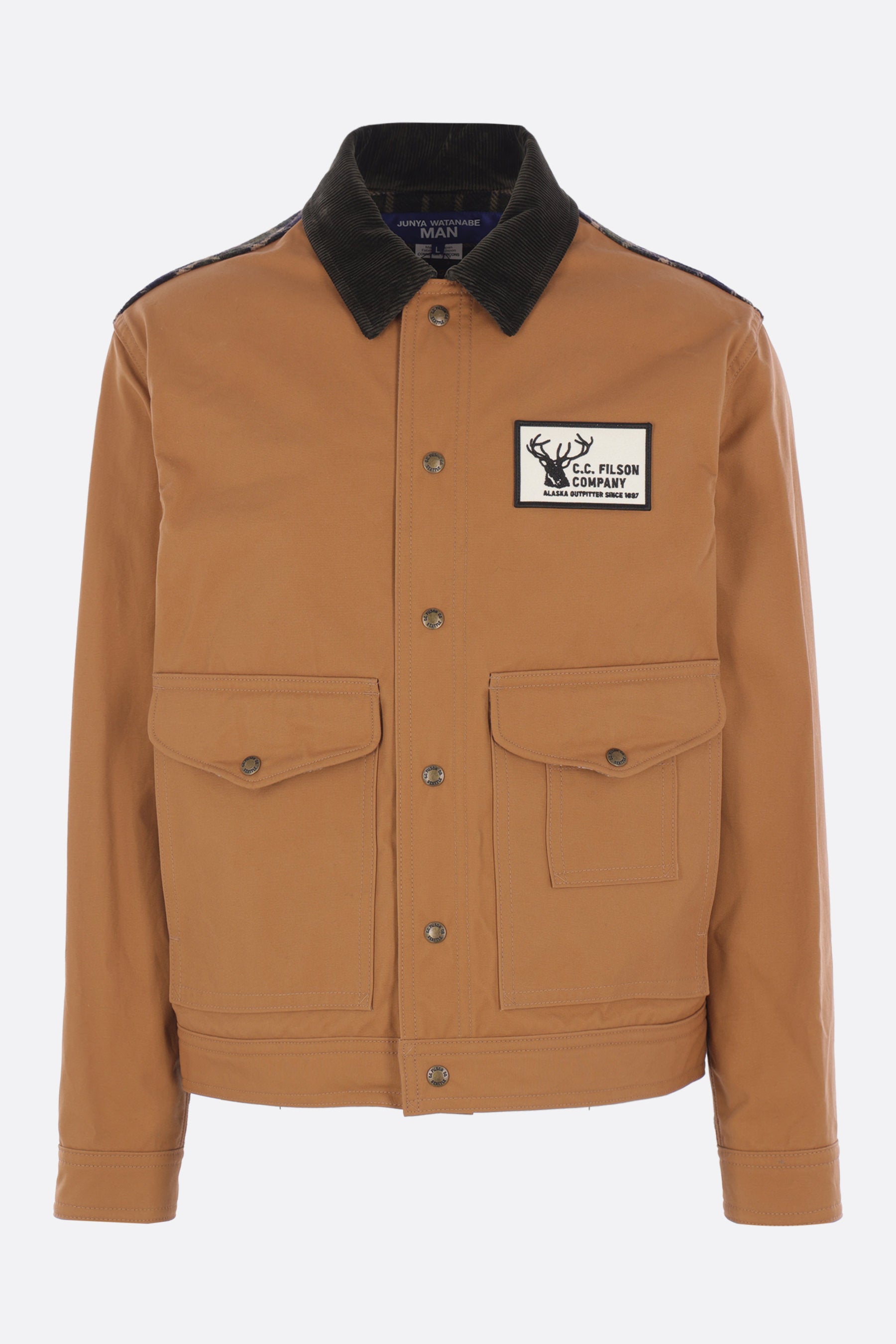 canvas and check wool jacket