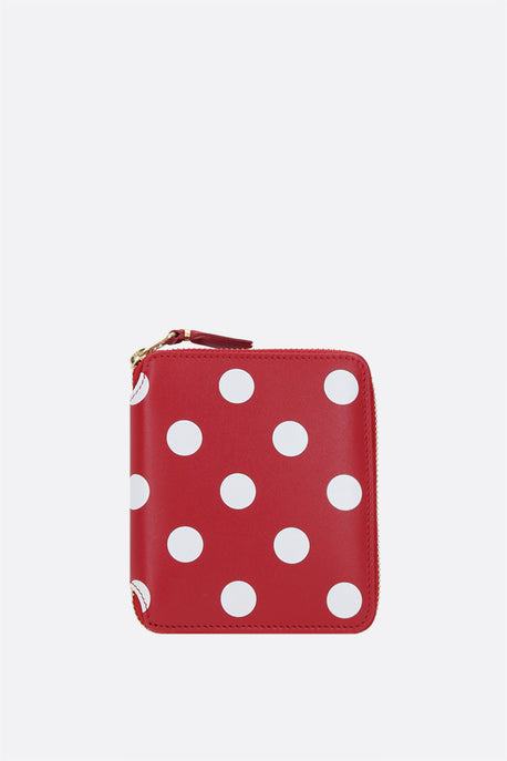 polka dots printed smooth leather zip-around wallet