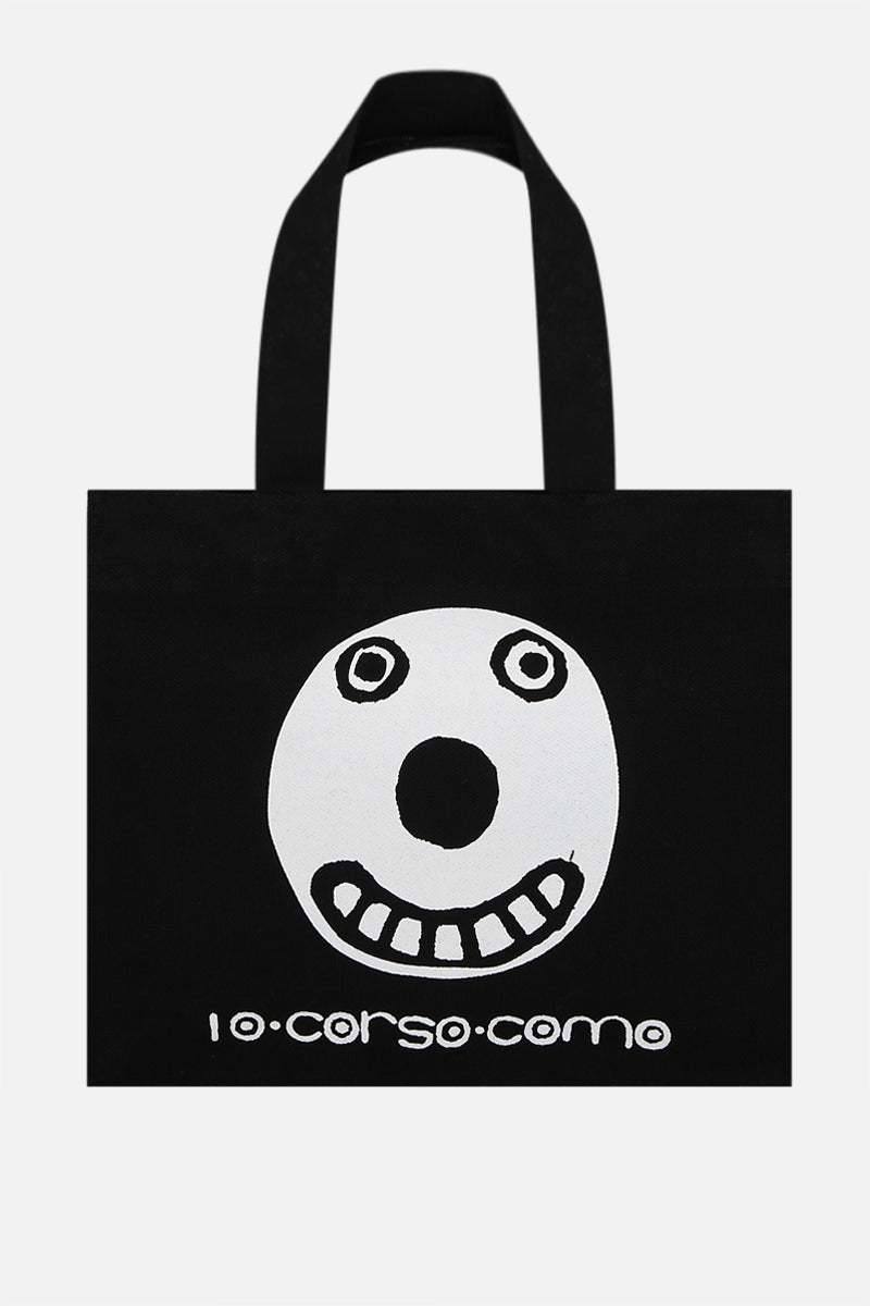 smile print canvas mini shopping bag