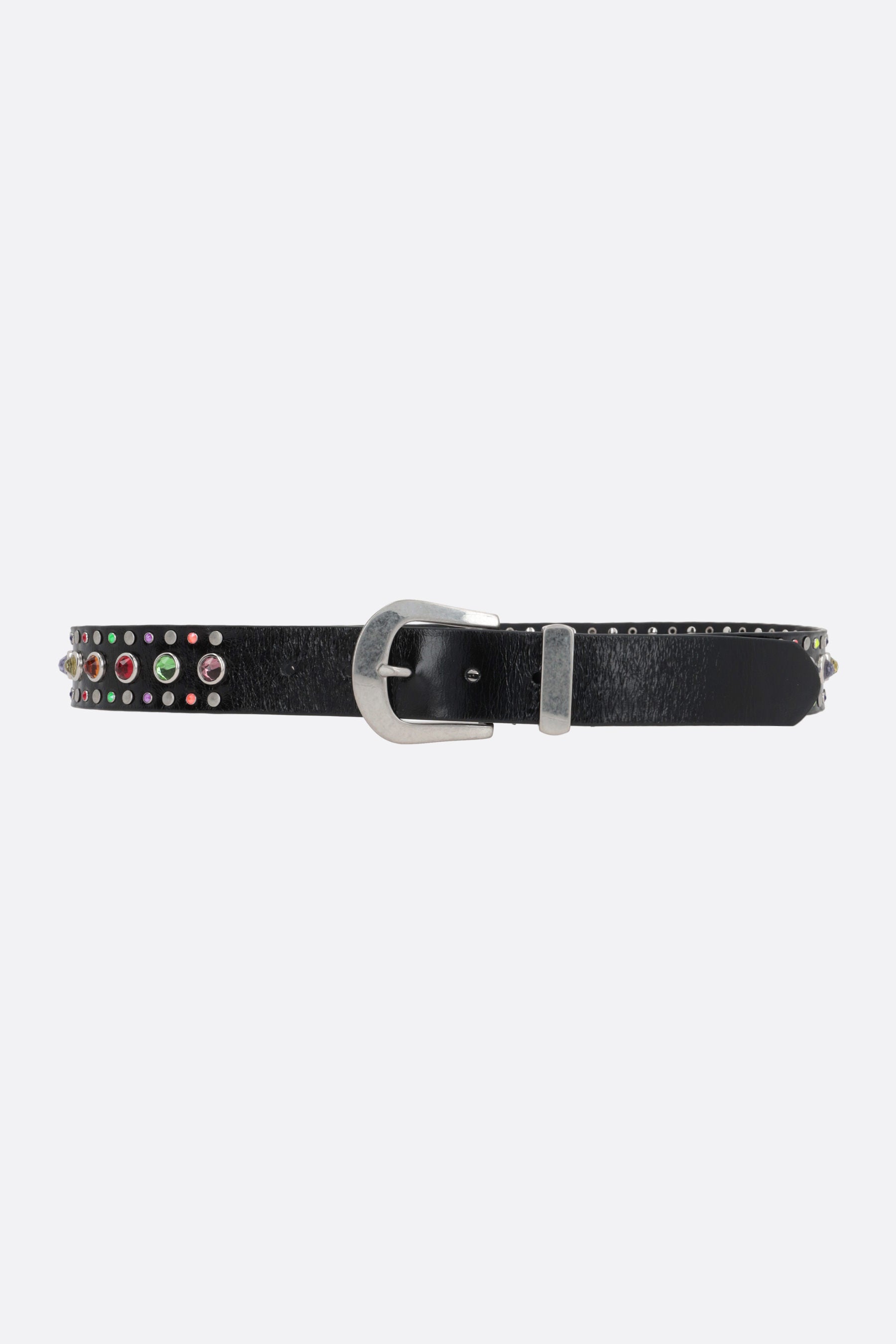 Rainbow craquelé leather belt