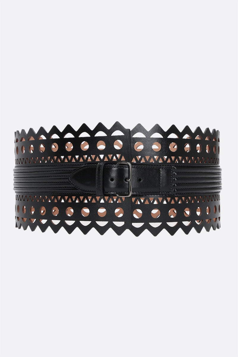 Vienne laser-cut leather waist belt