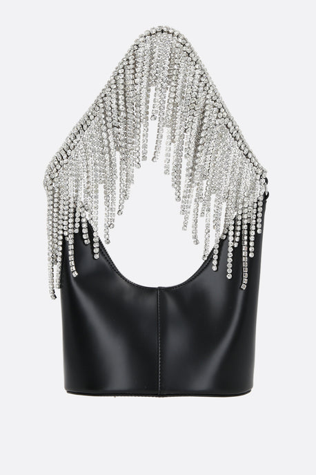 Crystal Fringe polished leather shoulder bag