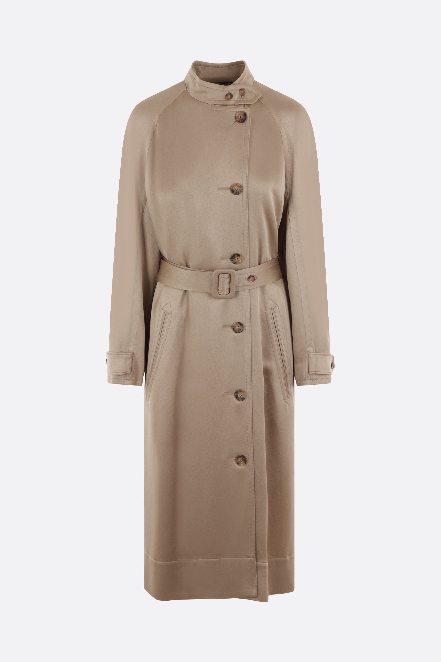 single-breasted envers satin trench coat